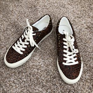 Madewell Painted Calf-hair Leopard Print Sneakers